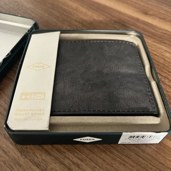 New Fossil Steven Bifold Wallet Slate Black